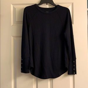 Black Chaser Top with button sleeves